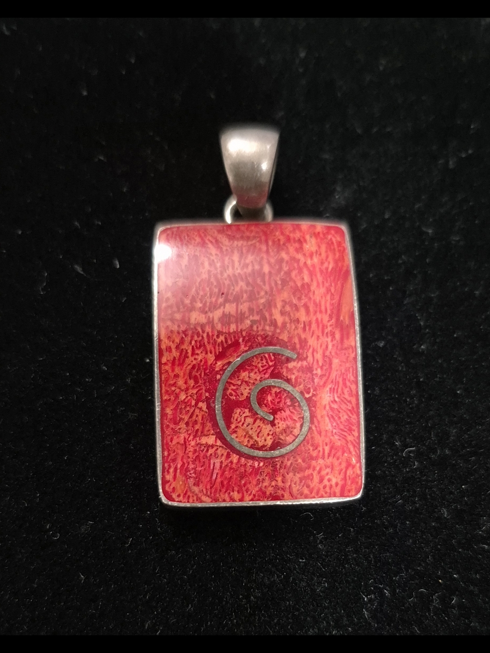 Vtg. Western Navajo Red Coral Pendant